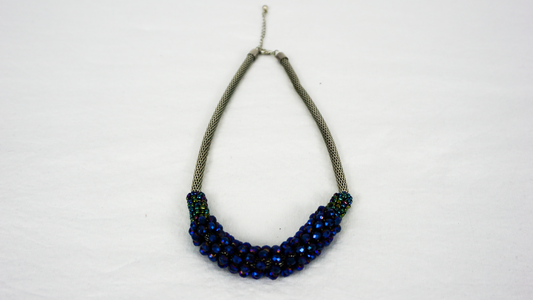 Silver and Blue Bead Necklace