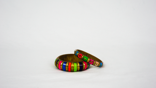 Multicolored Brass Bracelet Duo