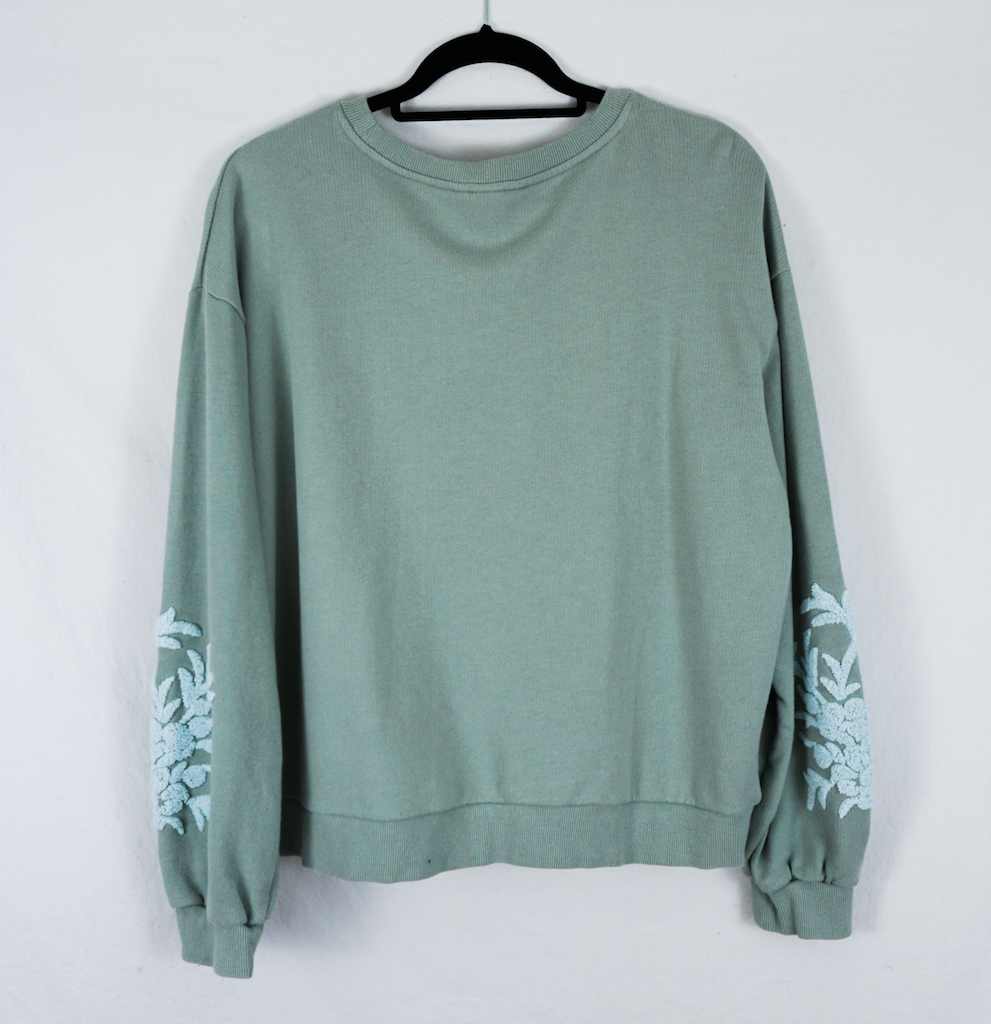 Mint Green Floral Print Sweatshirt